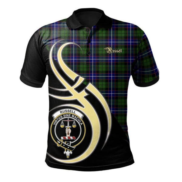 Russell Modern Clan Polo Shirt, Scottish Tartan Russell Modern Clans Polo Shirt Believe In Me Style