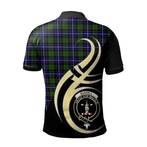 Russell Modern Clan Polo Shirt, Scottish Tartan Russell Modern Clans Polo Shirt Believe In Me Style - Image 2