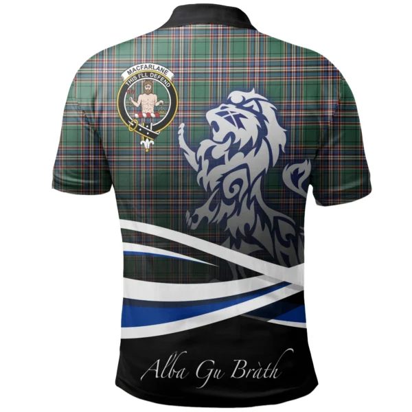 MacFarlane Hunting Ancient Clan Polo Shirt, Scottish Tartan MacFarlane Hunting Ancient Clans Polo Shirt Crest Lion Style - Image 2