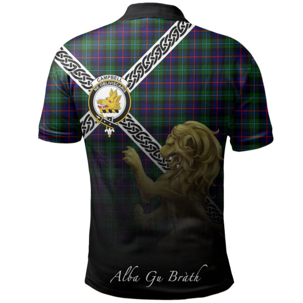 Campbell of Cawdor Modern Clan Polo Shirt, Scottish Tartan Campbell of Cawdor Modern Clans Polo Shirt Celtic Lion Style - Image 2