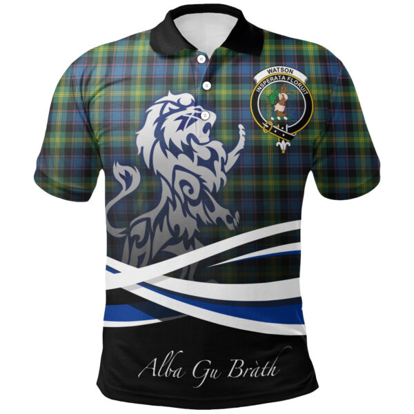 Watson Ancient Clan Polo Shirt, Scottish Tartan Watson Ancient Clans Polo Shirt Crest Lion Style