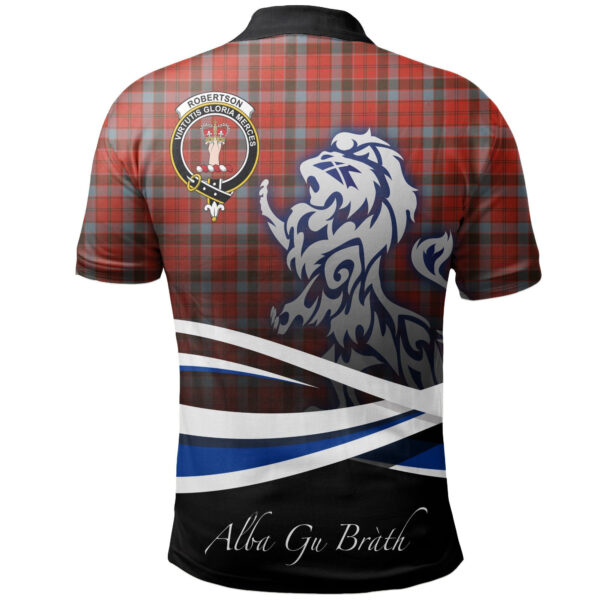 Robertson Weathered Clan Polo Shirt, Scottish Tartan Robertson Weathered Clans Polo Shirt Crest Lion Style - Image 2