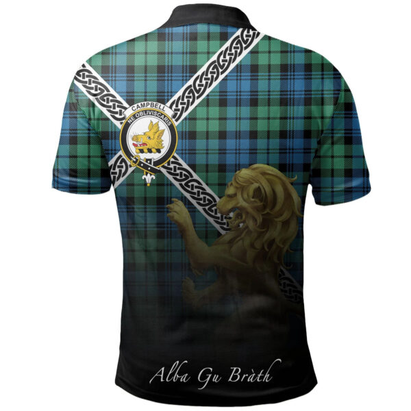 Campbell Ancient 01 Clan Polo Shirt, Scottish Tartan Campbell Ancient 01 Clans Polo Shirt Celtic Lion Style - Image 2