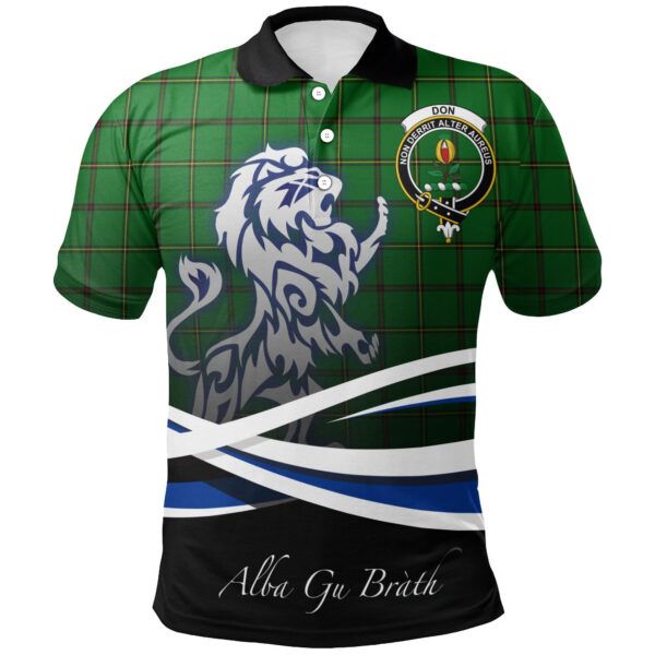 Don (Tribe-of-Mar) Clan Polo Shirt, Scottish Tartan Don (Tribe-of-Mar) Clans Polo Shirt Crest Lion Style