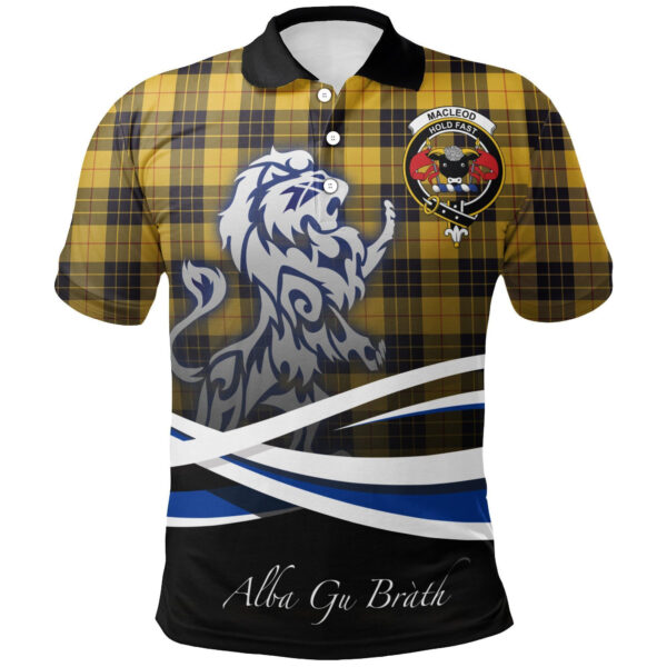 MacLeod of Lewis Ancient Clan Polo Shirt, Scottish Tartan MacLeod of Lewis Ancient Clans Polo Shirt Crest Lion Style