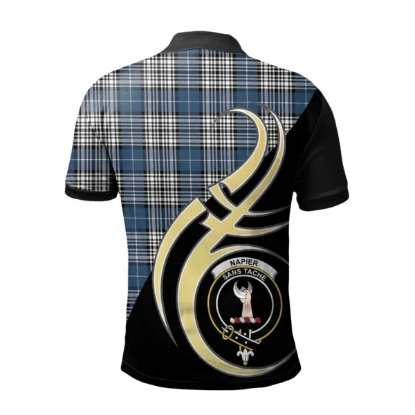 Napier Modern Clan Polo Shirt, Scottish Tartan Napier Modern Clans Polo Shirt Believe In Me Style - Image 2