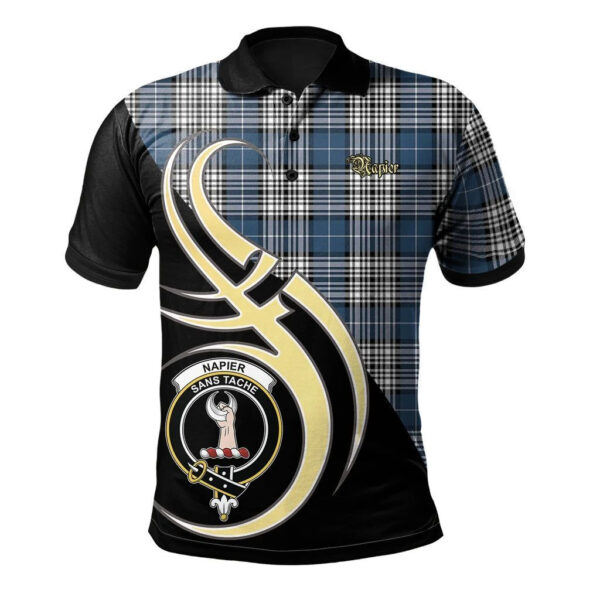 Napier Modern Clan Polo Shirt, Scottish Tartan Napier Modern Clans Polo Shirt Believe In Me Style