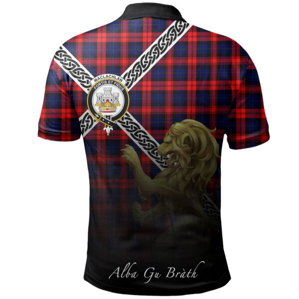 MacLachlan Modern Clan Polo Shirt, Scottish Tartan MacLachlan Modern Clans Polo Shirt Celtic Lion Style - Image 2