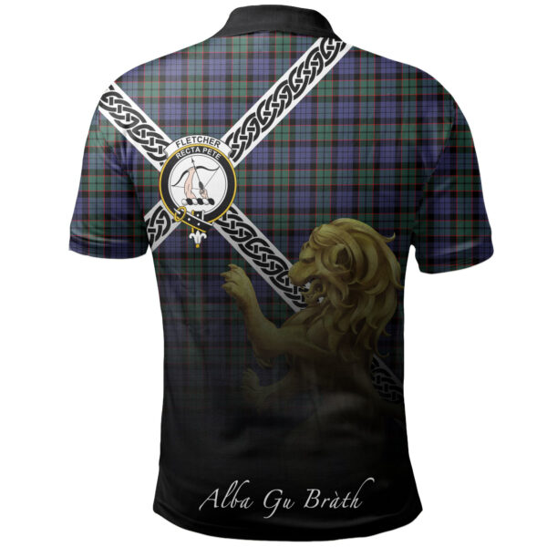 Fletcher Modern Clan Polo Shirt, Scottish Tartan Fletcher Modern Clans Polo Shirt Celtic Lion Style - Image 2