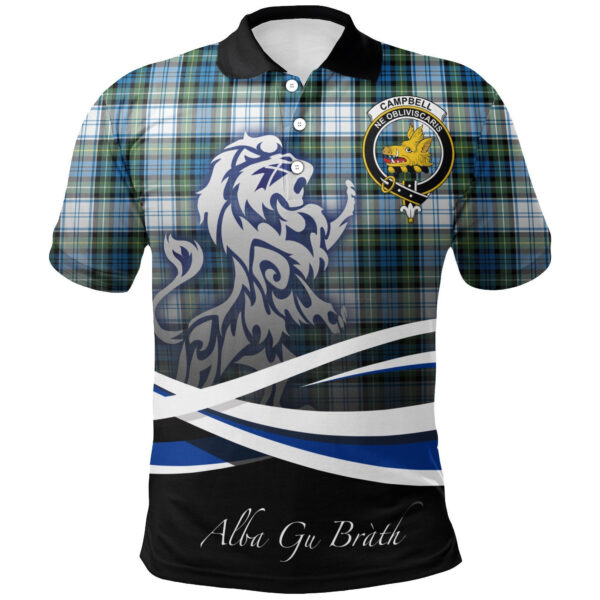 Campbell Dress Ancient Clan Polo Shirt, Scottish Tartan Campbell Dress Ancient Clans Polo Shirt Crest Lion Style