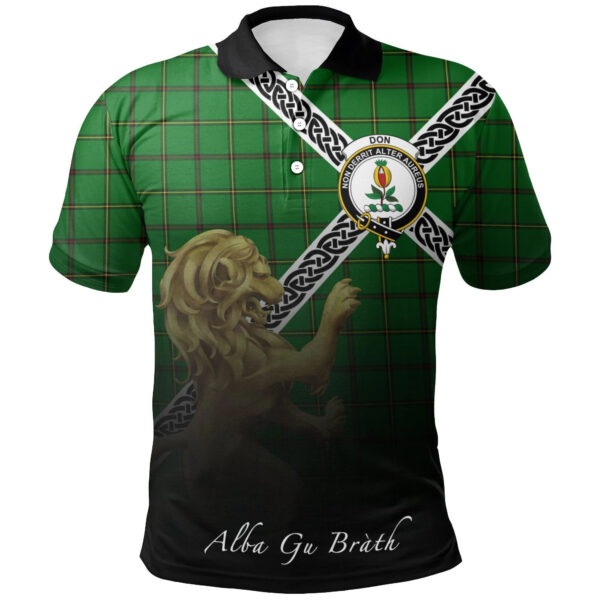 Don (Tribe-of-Mar) Clan Polo Shirt, Scottish Tartan Don (Tribe-of-Mar) Clans Polo Shirt Celtic Lion Style