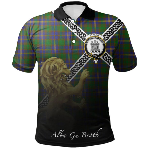 Strange of Balkaskie Clan Polo Shirt, Scottish Tartan Strange of Balkaskie Clans Polo Shirt Celtic Lion Style