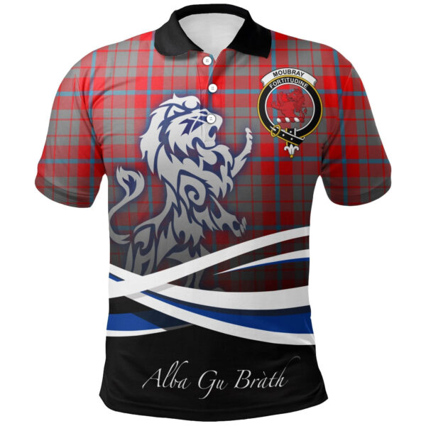 Moubray Clan Polo Shirt, Scottish Tartan Moubray Clans Polo Shirt Crest Lion Style