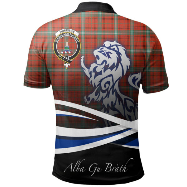 Morrison Red Ancient Clan Polo Shirt, Scottish Tartan Morrison Red Ancient Clans Polo Shirt Crest Lion Style - Image 2