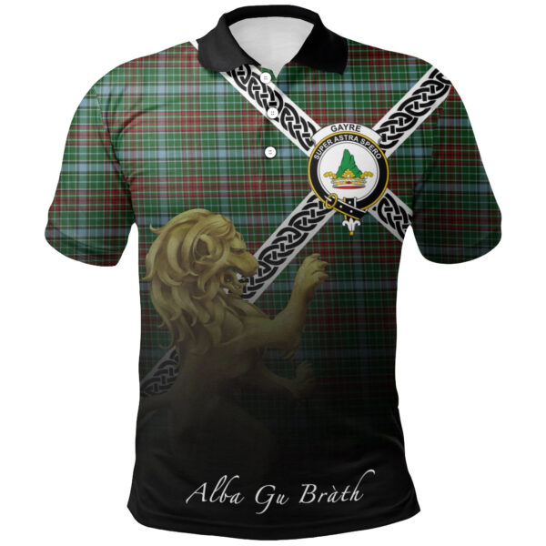 Gayre Clan Polo Shirt, Scottish Tartan Gayre Clans Polo Shirt Celtic Lion Style