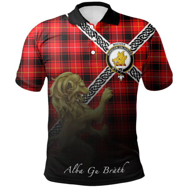 MacIver Modern Clan Polo Shirt, Scottish Tartan MacIver Modern Clans Polo Shirt Celtic Lion Style