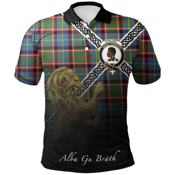 Stirling & Bannockburn District Clan Polo Shirt, Scottish Tartan Stirling & Bannockburn District Clans Polo Shirt Celtic Lion Style