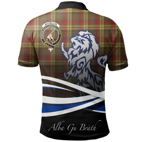 MacMillan Old Weathered Clan Polo Shirt, Scottish Tartan MacMillan Old Weathered Clans Polo Shirt Crest Lion Style - Image 2