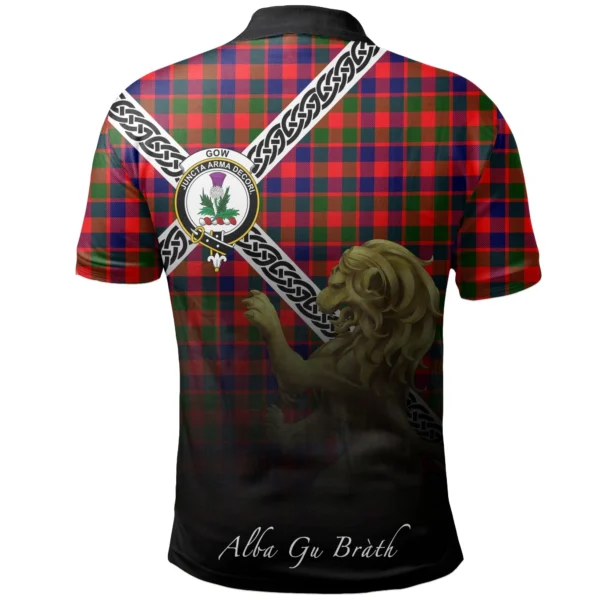 Gow Modern Clan Polo Shirt, Scottish Tartan Gow Modern Clans Polo Shirt Celtic Lion Style - Image 2