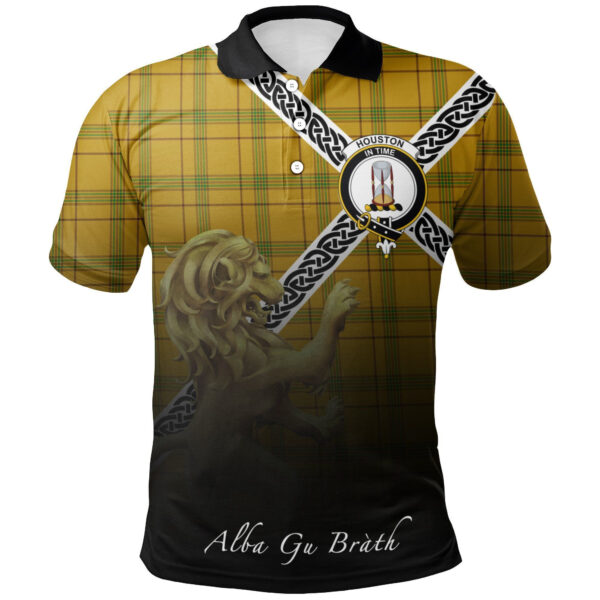 Houston Clan Polo Shirt, Scottish Tartan Houston Clans Polo Shirt Celtic Lion Style