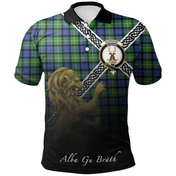 Gordon Old Ancient Clan Polo Shirt, Scottish Tartan Gordon Old Ancient Clans Polo Shirt Celtic Lion Style