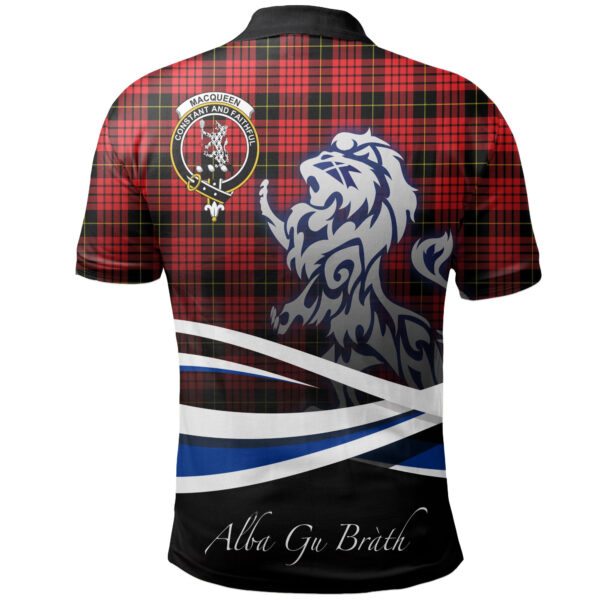 MacQueen Modern Clan Polo Shirt, Scottish Tartan MacQueen Modern Clans Polo Shirt Crest Lion Style - Image 2