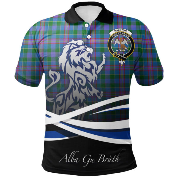 Ralston Clan Polo Shirt, Scottish Tartan Ralston Clans Polo Shirt Crest Lion Style