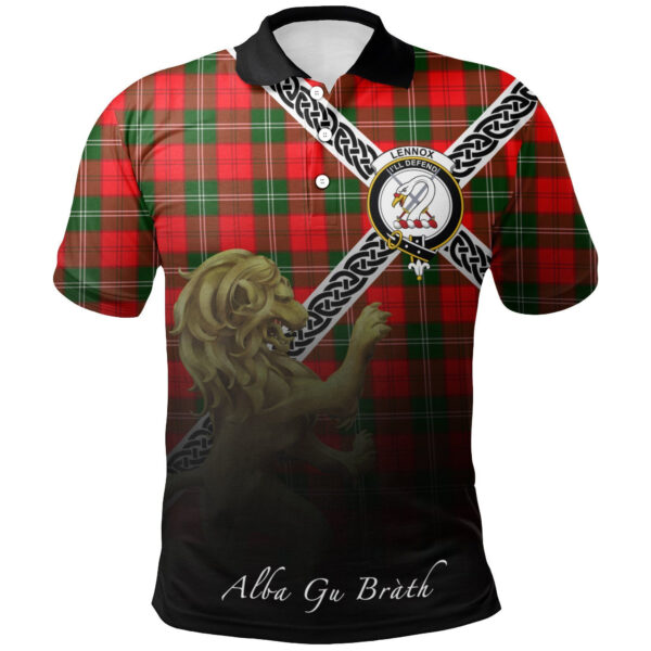 Lennox Modern Clan Polo Shirt, Scottish Tartan Lennox Modern Clans Polo Shirt Celtic Lion Style