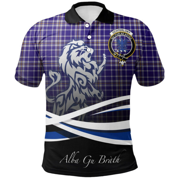 Ochterlony Clan Polo Shirt, Scottish Tartan Ochterlony Clans Polo Shirt Crest Lion Style