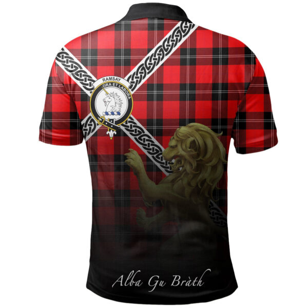 Ramsay Modern Clan Polo Shirt, Scottish Tartan Ramsay Modern Clans Polo Shirt Celtic Lion Style - Image 2