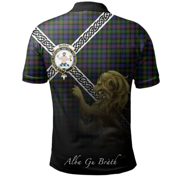 Murray of Atholl Modern Clan Polo Shirt, Scottish Tartan Murray of Atholl Modern Clans Polo Shirt Celtic Lion Style - Image 2