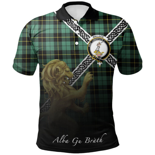 Wallace Hunting Ancient Clan Polo Shirt, Scottish Tartan Wallace Hunting Ancient Clans Polo Shirt Celtic Lion Style