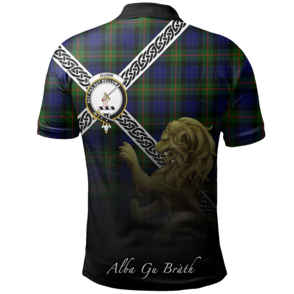 Gunn Modern Clan Polo Shirt, Scottish Tartan Gunn Modern Clans Polo Shirt Celtic Lion Style - Image 2