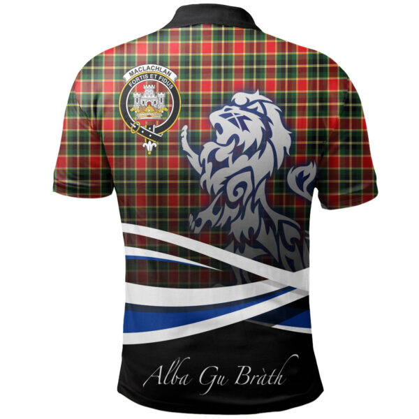 MacLachlan Hunting Modern Clan Polo Shirt, Scottish Tartan MacLachlan Hunting Modern Clans Polo Shirt Crest Lion Style - Image 2