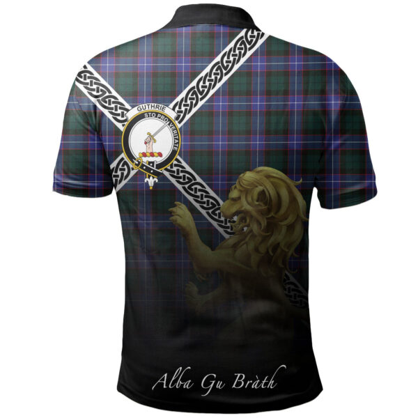 Guthrie Modern Clan Polo Shirt, Scottish Tartan Guthrie Modern Clans Polo Shirt Celtic Lion Style - Image 2