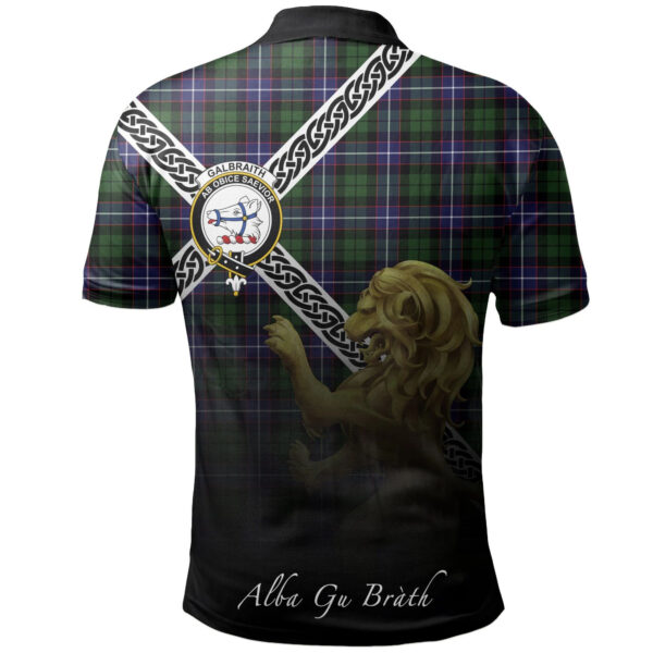 Galbraith Modern Clan Polo Shirt, Scottish Tartan Galbraith Modern Clans Polo Shirt Celtic Lion Style - Image 2