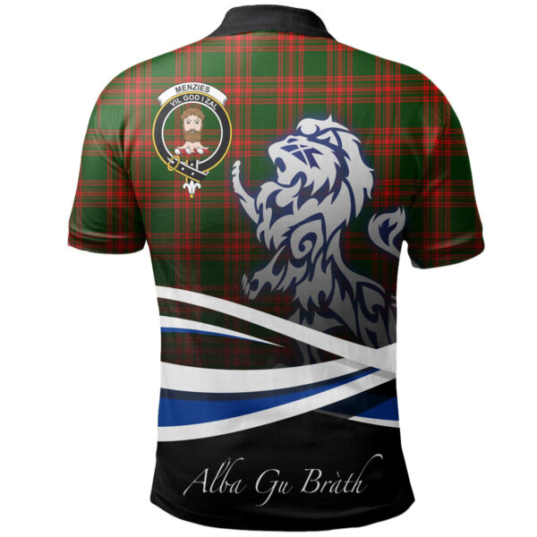 Menzies Green Modern Clan Polo Shirt, Scottish Tartan Menzies Green Modern Clans Polo Shirt Crest Lion Style - Image 2