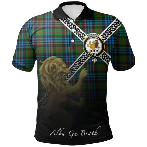 Newlands of Lauriston Clan Polo Shirt, Scottish Tartan Newlands of Lauriston Clans Polo Shirt Celtic Lion Style