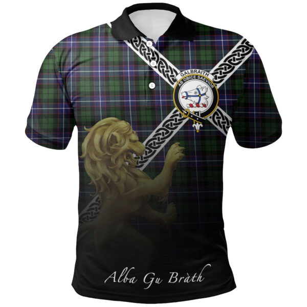 Galbraith Modern Clan Polo Shirt, Scottish Tartan Galbraith Modern Clans Polo Shirt Celtic Lion Style