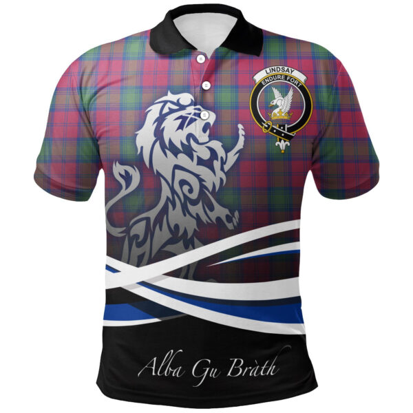 Lindsay Ancient Clan Polo Shirt, Scottish Tartan Lindsay Ancient Clans Polo Shirt Crest Lion Style