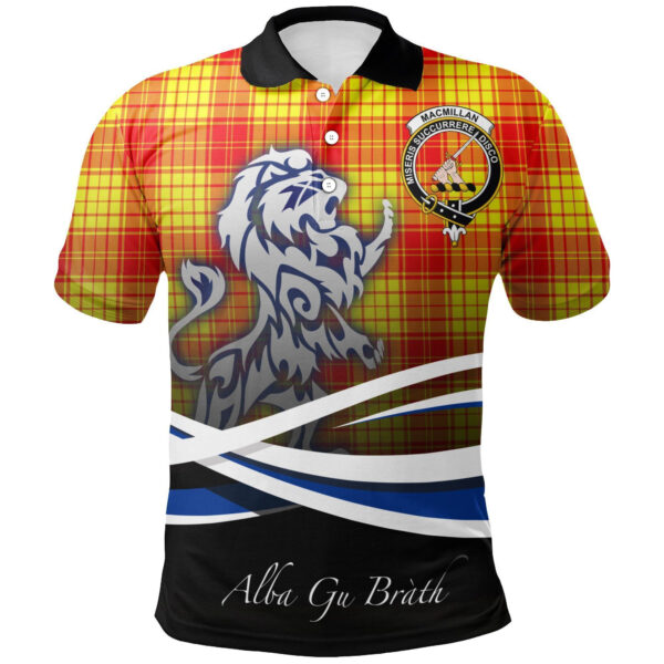 MacMillan Clan Clan Polo Shirt, Scottish Tartan MacMillan Clan Clans Polo Shirt Crest Lion Style