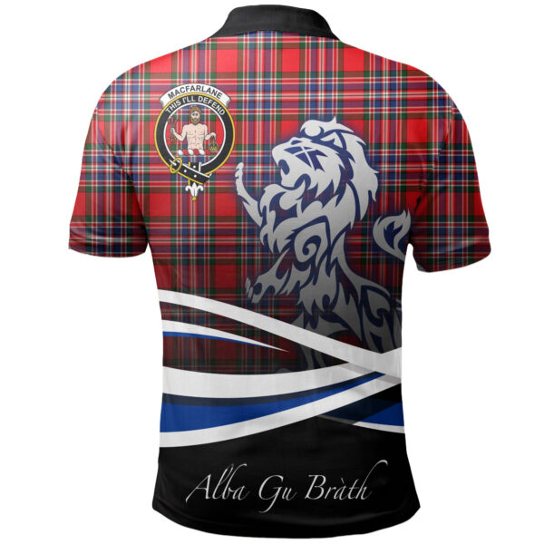 MacFarlane Modern Clan Polo Shirt, Scottish Tartan MacFarlane Modern Clans Polo Shirt Crest Lion Style - Image 2