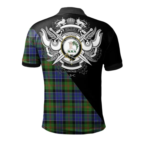 Paterson Clan Polo Shirt, Scottish Tartan Paterson Clans Polo Shirt Military Style - Image 2