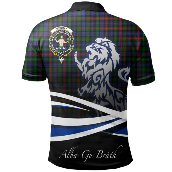 Murray of Atholl Modern Clan Polo Shirt, Scottish Tartan Murray of Atholl Modern Clans Polo Shirt Crest Lion Style - Image 2