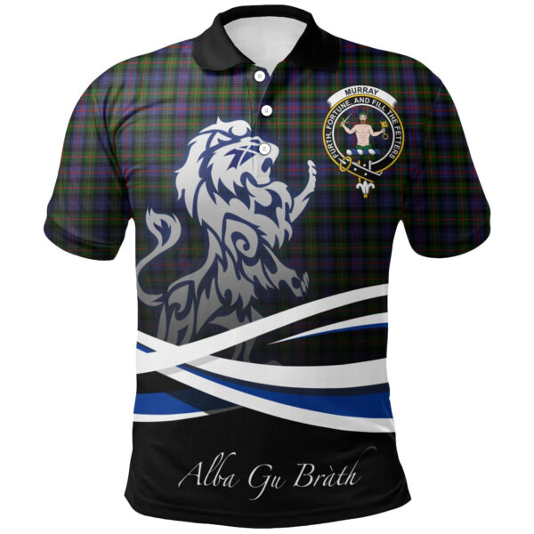 Murray of Atholl Modern Clan Polo Shirt, Scottish Tartan Murray of Atholl Modern Clans Polo Shirt Crest Lion Style