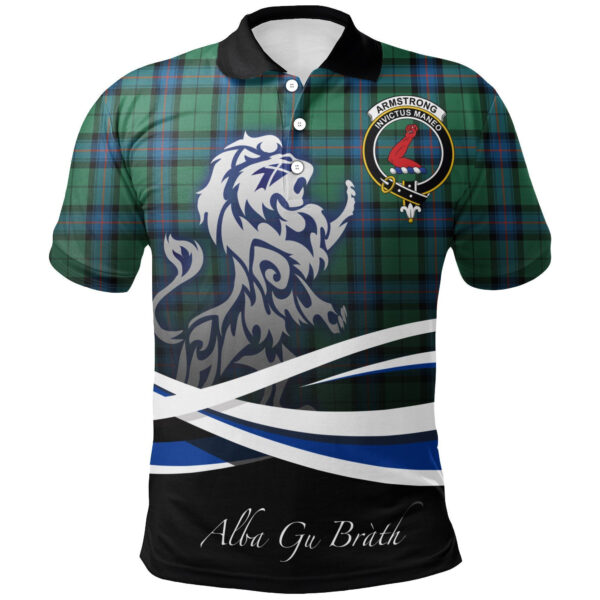 Armstrong Ancient Clan Polo Shirt, Scottish Tartan Armstrong Ancient Clans Polo Shirt Crest Lion Style