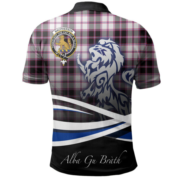 MacPherson Hunting Modern Clan Polo Shirt, Scottish Tartan MacPherson Hunting Modern Clans Polo Shirt Crest Lion Style - Image 2