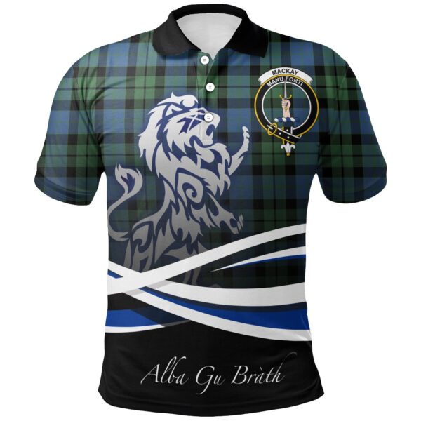 MacKay Ancient Clan Polo Shirt, Scottish Tartan MacKay Ancient Clans Polo Shirt Crest Lion Style