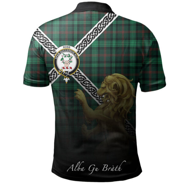 Ross Hunting Modern Clan Polo Shirt, Scottish Tartan Ross Hunting Modern Clans Polo Shirt Celtic Lion Style - Image 2