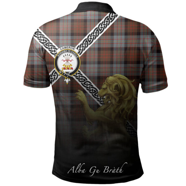 Cameron of Erracht Weathered Clan Polo Shirt, Scottish Tartan Cameron of Erracht Weathered Clans Polo Shirt Celtic Lion Style - Image 2